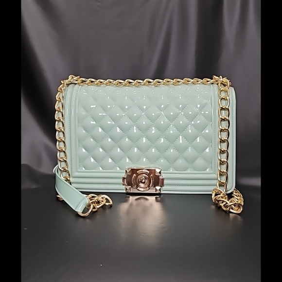 Handbags - Girly Mint Diamond Cut Jelly Purse